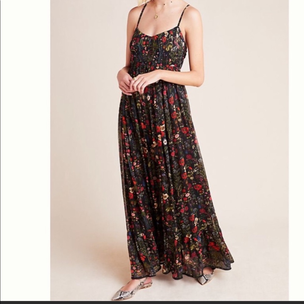 Payal Jain Massima Pleated floral Maxi Dress S:M